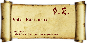 Vahl Rozmarin névjegykártya